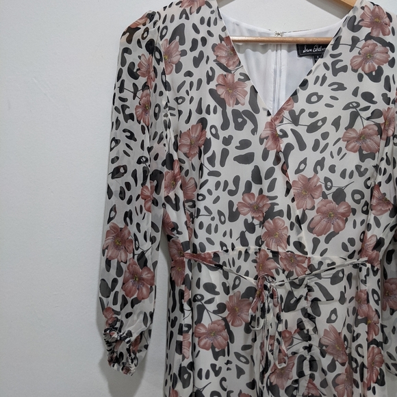 Sam Edelman NWT Floral & Leopard Faux Wrap Dress - Picture 6 of 14